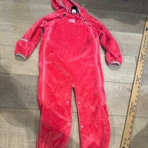 THE NORTH FACE INFANT 18-24 MONTH PINK FLEECE ZIP UP BODY SUIT